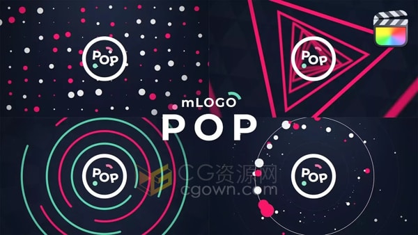 FCPX插件30种创意图形MG动画LOGO视频片头mLogo POP
