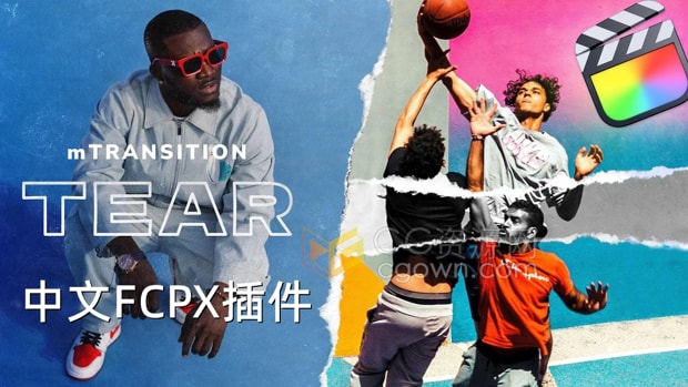 中文版FCPX插件50种动态纸张撕裂效果定格拼贴动画转场过渡预设