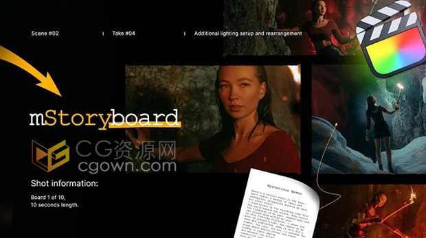 FCPX插件电影故事板前期拍摄场景镜头构思花絮视频动画mStoryboard
