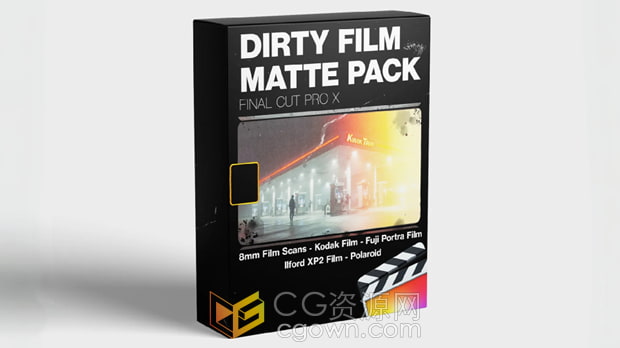 胶片烧伤颗粒灰尘打孔经典复古风格效果FCPX插件Dirty Film Matte Pack