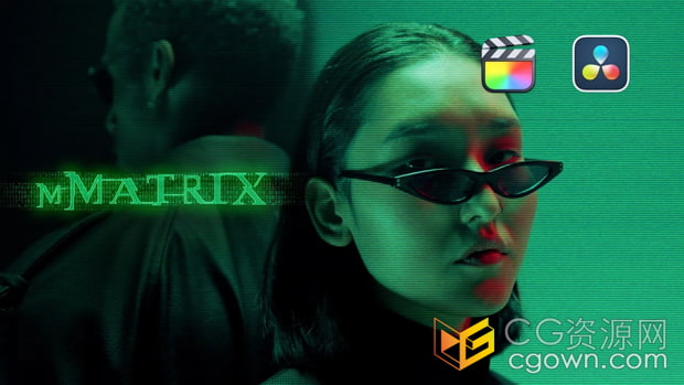 FCPX/达芬奇mMatrix插件16种模拟黑客帝国矩阵效果转场文字标题特效动画