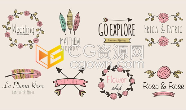 FCPX插件8组卡通花圈徽章字幕浪漫清新婚礼文字标题动画下载
