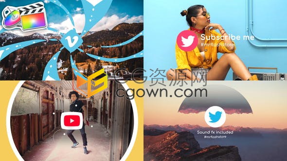 2种效果二维简约液体卡通MG动画转场过渡展示LOGO片头FCPX片头插件下载