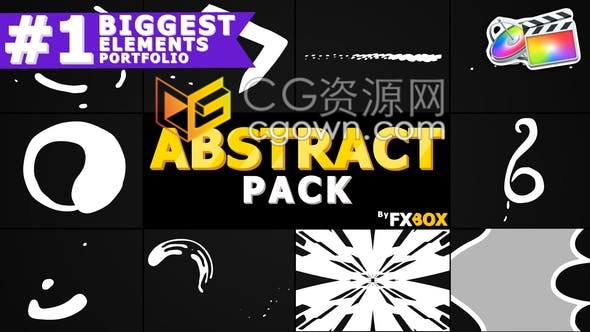 10种卡通抽象元素图形动画MG素材直接拖到FCPX软件插件下载
