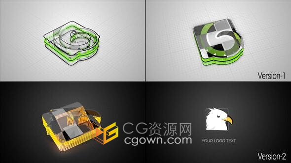 FCPX插件-3D工业建筑网格高科技标志霓虹灯发光线条视频片头