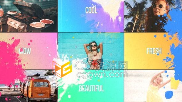 大文字多彩水墨夏天动感时尚图文展示动画开场宣传视频-FCPX插件+Apple Motion模板