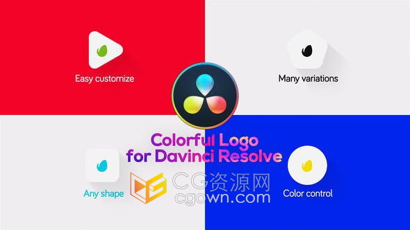 达芬奇模板-简约2D图形演绎LOGO动画效果4K视频Resolve模板