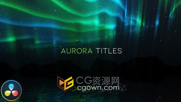 DaVinci Resolve模板北极光天空背景文字动画电影片尾宣传片头