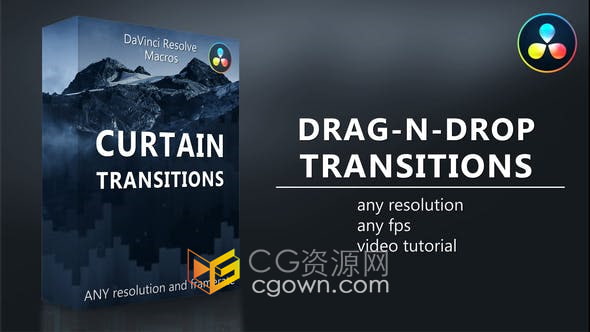 达芬奇模板-Curtain Transitions 20个窗帘对角线图形动画视频转场效果