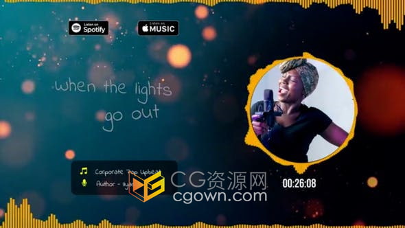 达芬奇DR模板-音乐播放器封面视频动画5种歌词标题字幕效果