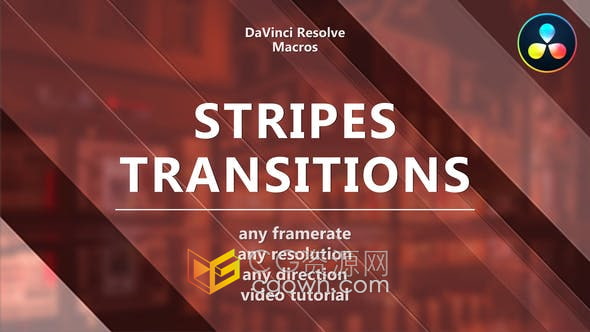 Resolve模板-条纹弯曲圆形状过渡视频转场动画制作12种效果