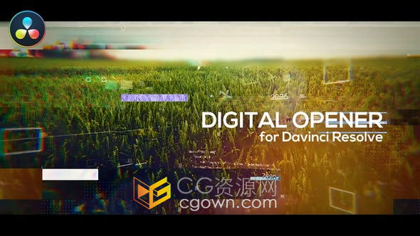 达芬奇Resolve模板-数字信息视觉效果简短介绍宣传故障特效视频转场