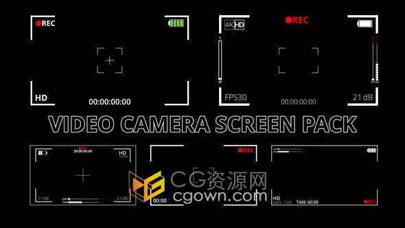 Resolve达芬奇模板摄像机视频录制屏幕HUD图形界面动画效果