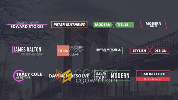 Resolve达芬奇模板-12组视频字幕条文字标题动画Titles Lower Thirds