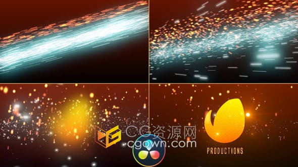 DR达芬奇模板-电影光条纹火花粒子特效开场视频片头