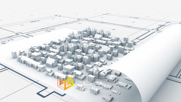 Resolve模板-3D建筑师蓝图城市建设计划房地产公司宣传视频片头