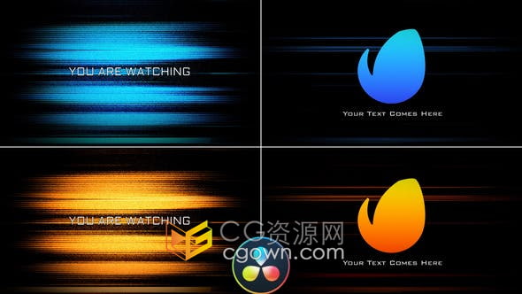 Glitch Noise Logo Resolve模板故障线条跳动标志动画视频