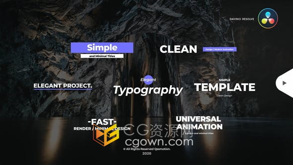 DR达芬奇模板-7种社交媒体图形动画视频字幕文字标题
