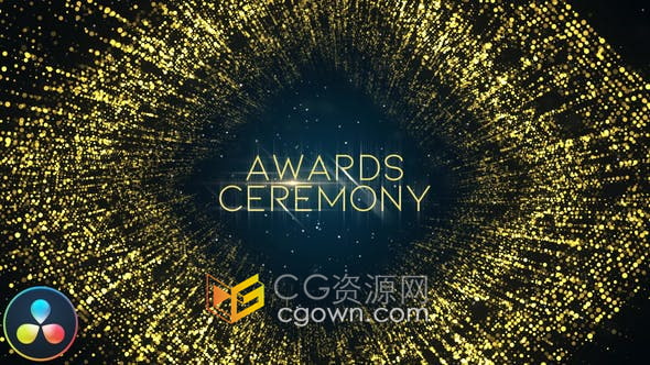 Resolve模板-颁奖典礼揭幕战公司年会活动开场视频金光闪耀粒子