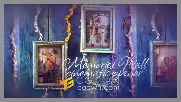 DR达芬奇模板-木板墙相框展示照片回忆开场白视频相册