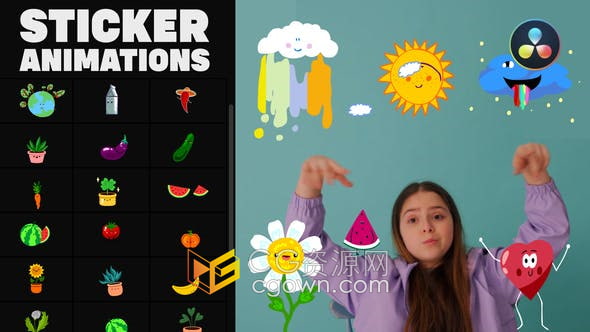 达芬奇模板-25组手绘卡通芦荟香蕉仙人掌胡萝卜洋甘菊黄瓜茄子牛奶南瓜蔬菜西瓜