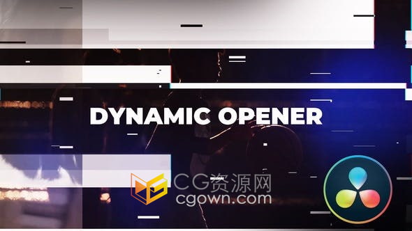 达芬奇模板-毛刺故障效果制作现代运动旅行活动介绍开场视频