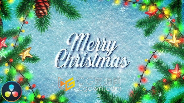 达芬奇模板-简单圣诞新年装饰动画元素制作假期邀请贺卡圣诞祝福视频