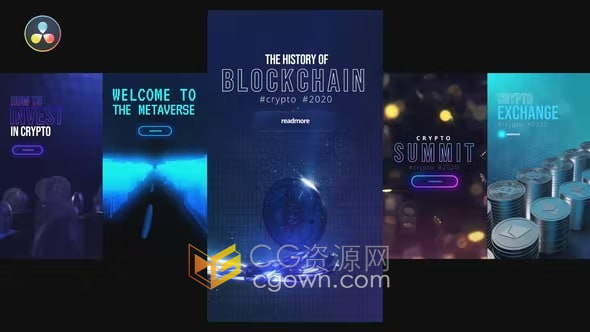 达芬奇模板-数字科技标题区块链Metaverse元界项目介绍竖屏宣传海报