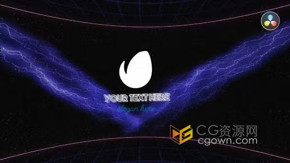 DR达芬奇模板-复古合成波霓虹灯数字标志动画Retro VHS Logo Reveal