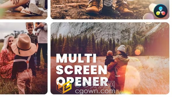 Davinci Resolve 模板-现代多功能多屏视频墙活动预告视频照片片头