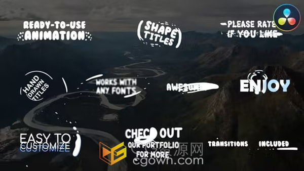 DR达芬奇模板-卡通文字标题卡通形状标题Cartoon Shape Titles