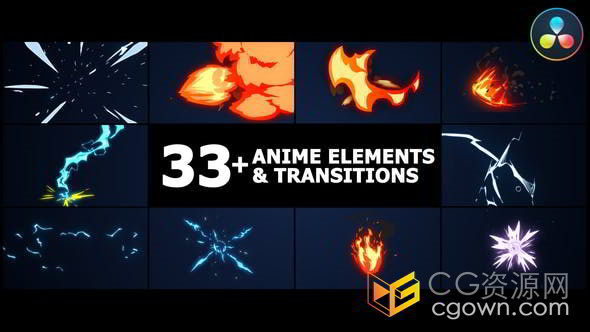 火焰燃烧烟雾爆炸炫酷手绘潮流卡通特效达芬奇模板