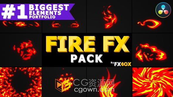 火焰燃烧爆炸炫酷大气卡通特效达芬奇模板