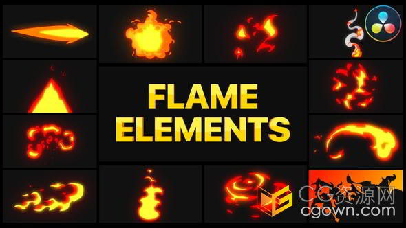 火焰元素燃烧爆炸漫画手绘卡通特效达芬奇模板