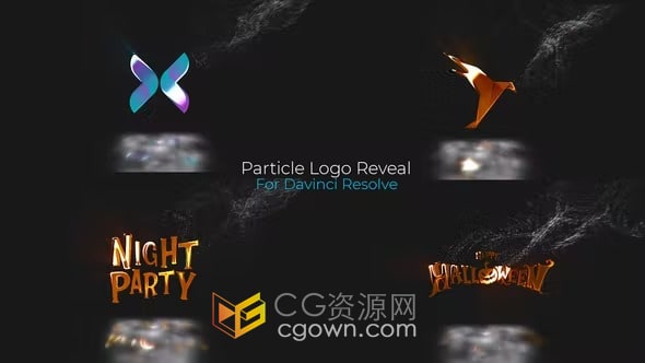 DR达芬奇模板-粒子坠落LOGO显现风沙粒子消逝标志动画