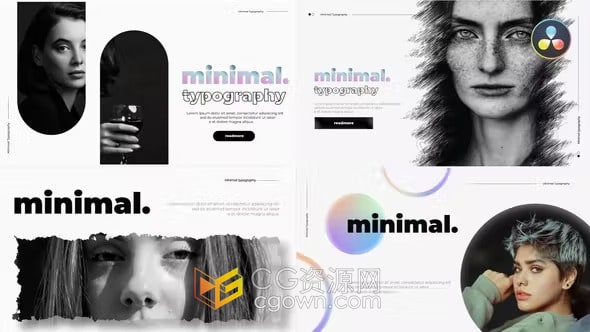 5组创意排版介绍图文动画幻灯片视频-DR达芬奇模板