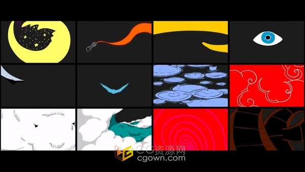 12组卡通图形动画过渡转场达芬奇DR模板Abstract Cartoon Transitions