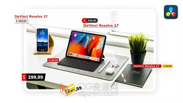 价格标签和标注文字标题动画达芬奇Resolve模板