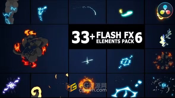 DR达芬奇模板-33+种手绘卡通特效叠加元素包