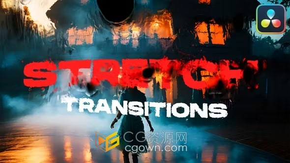 Stretch Transitions DaVinci Resolve模板20种液体拉伸视频转场过渡
