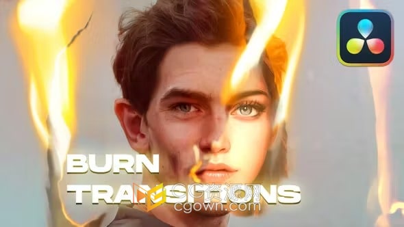 Burn Transitions DR达芬奇模板胶片泄漏烧纸火焰20种转场