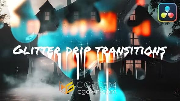 DR模板Glitter Drip Transitions 20种流动闪光遮罩转场过渡