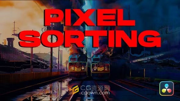 10种模拟数字失真故障特效转场过渡DR模板Pixel Sorting Transitions