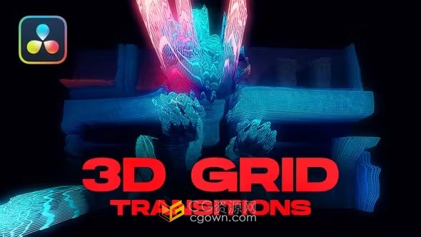 10种迷幻像素失真3D网格过渡-DR达芬奇转场模板