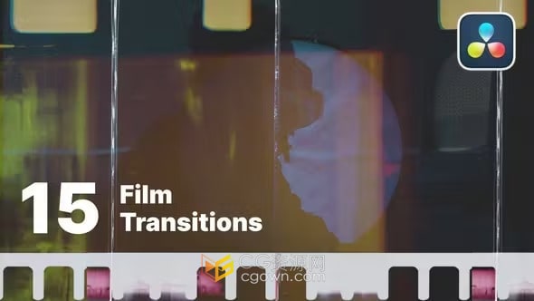 15个带有漏光和损坏的胶片覆盖层快速电影胶片过渡-DR达芬奇模板