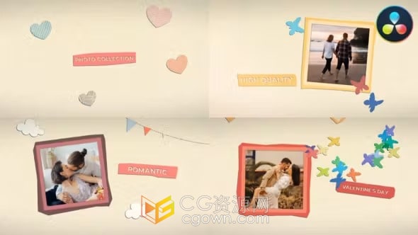 达芬奇模板-趣味可爱风格化设计跳跃文本效果定格动画视频相册