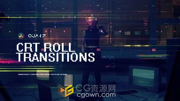16种过渡转场动画和20种CRT效果特效-DR达芬奇模板