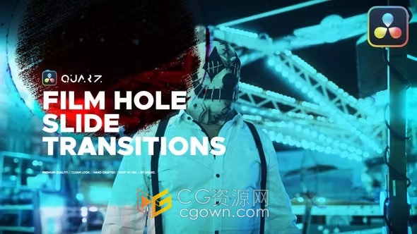 40种电影胶片孔滚动过渡Film Hole Roll Transitions-DR达芬奇模板