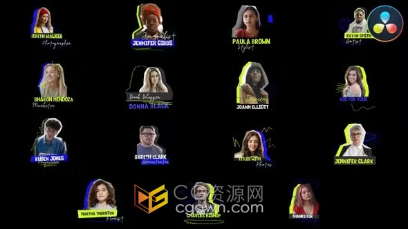 15个带头像照片的时尚动画标题-DR达芬奇模板