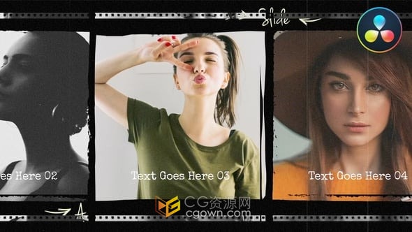 复古艺术风格电影胶片效果精美图像幻灯片-DR达芬奇模板